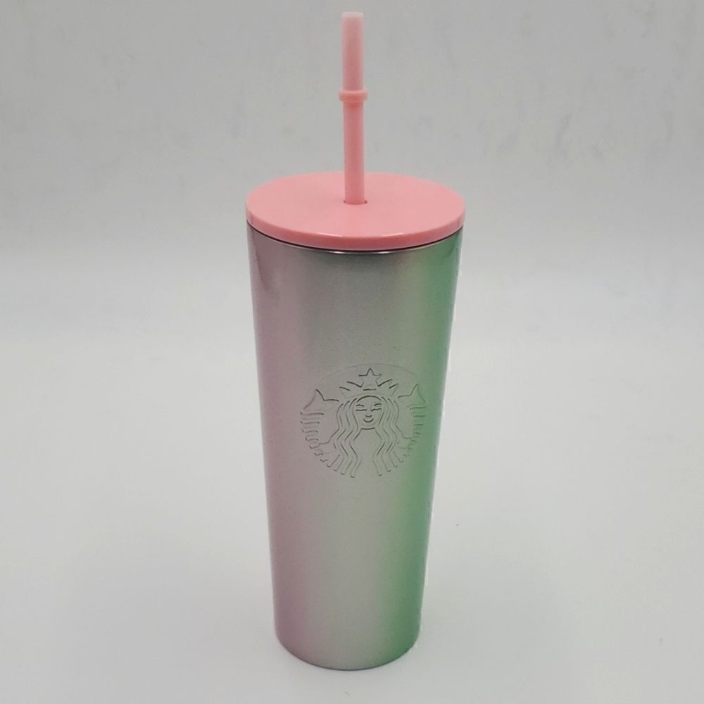 STARBUCKS 2020 Pink and Green Iridescent Tumbler - 16 Oz.
